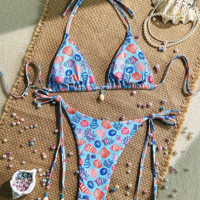 Damen Triangel-Bikini mit maritimen Muschelmuster Drune 1782221304
