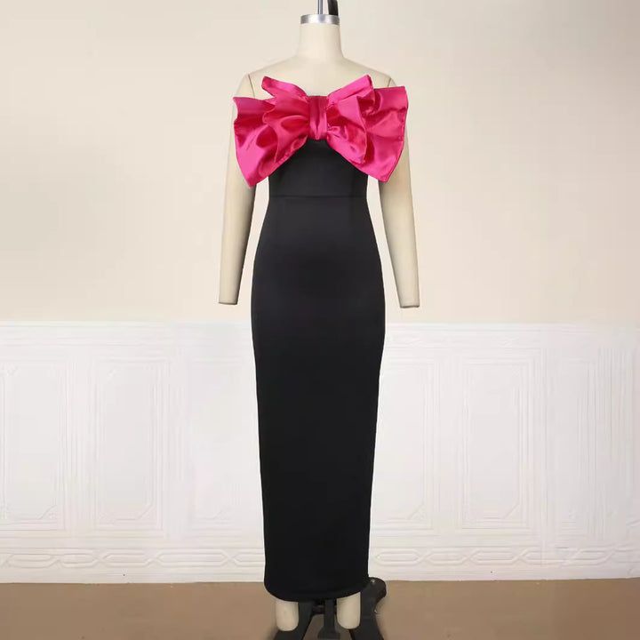 Damen Elegantes Maxikleid mit übergroßem Schleifen-Design Drune