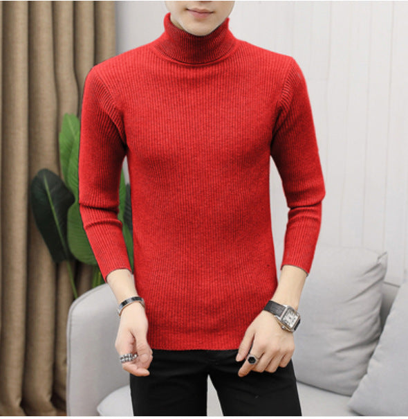 Herren hochwertiger Rollkragenpullover aus feinem Rippstrick Drune