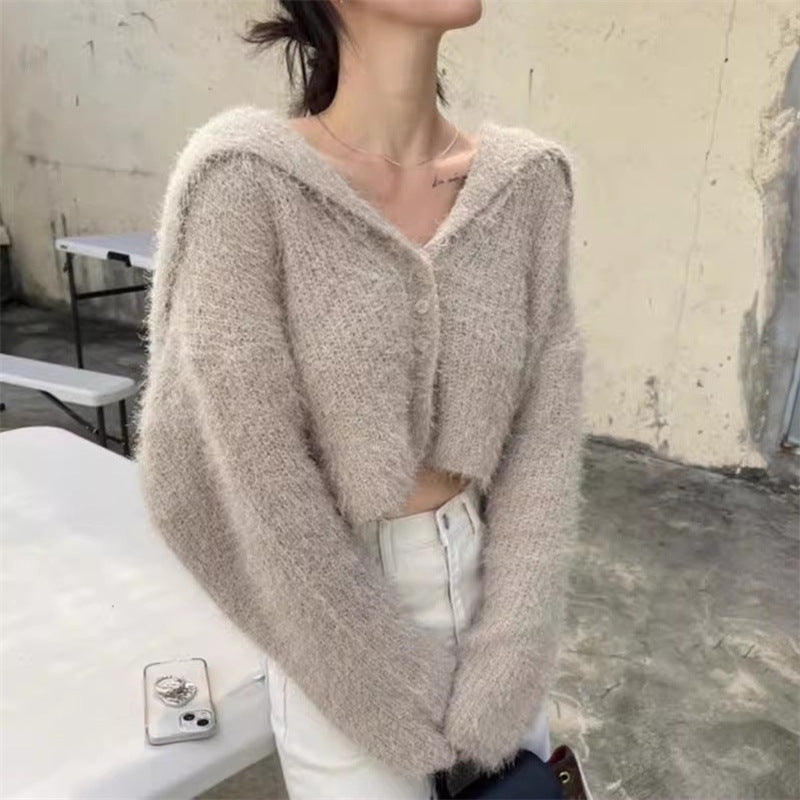 Damen lässiger Pullover mit tiefem V-Ausschnitt und strukturiertem Maschenmuster Drune