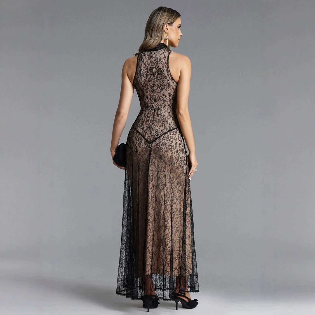 Damen Spitzen Abendkleid Drune