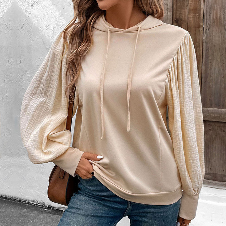 Damen modischer Kapuzenpullover mit eleganten Puffärmeln Drune