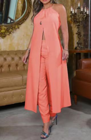 Damen Eleganter Zweiteiler mit stilvollem Mantel und cropped Hose Drune