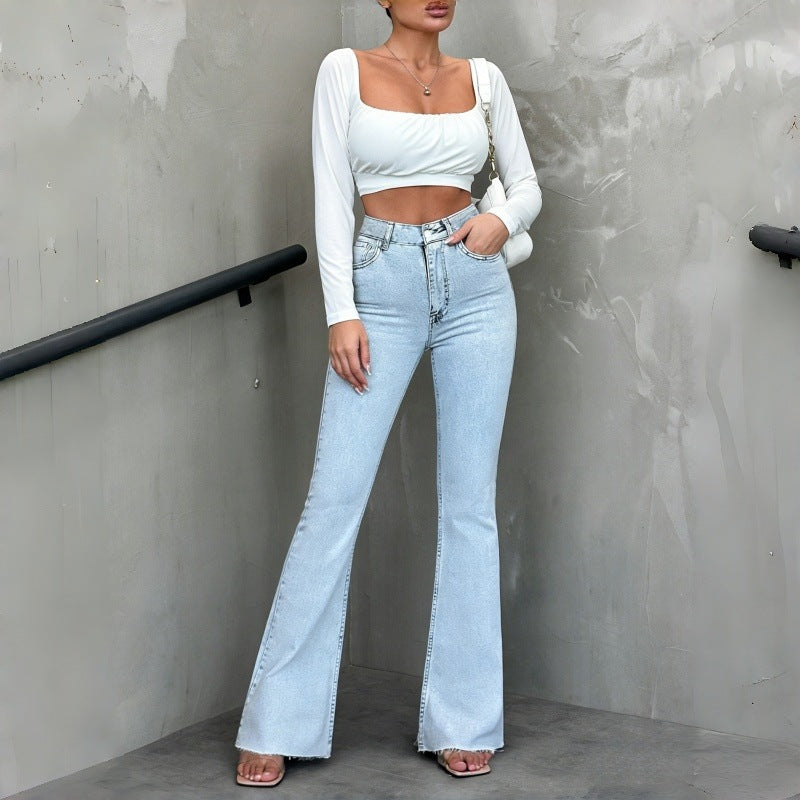 Damen Flared Jeans mit hohem Bund und lässigem Schnitt Drune