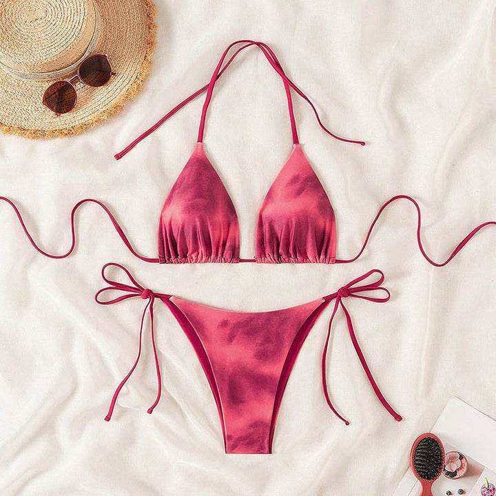Damen Triangel Bikini mit verstellbaren Bindebändern und raffiniertem Rüschendesign Drune