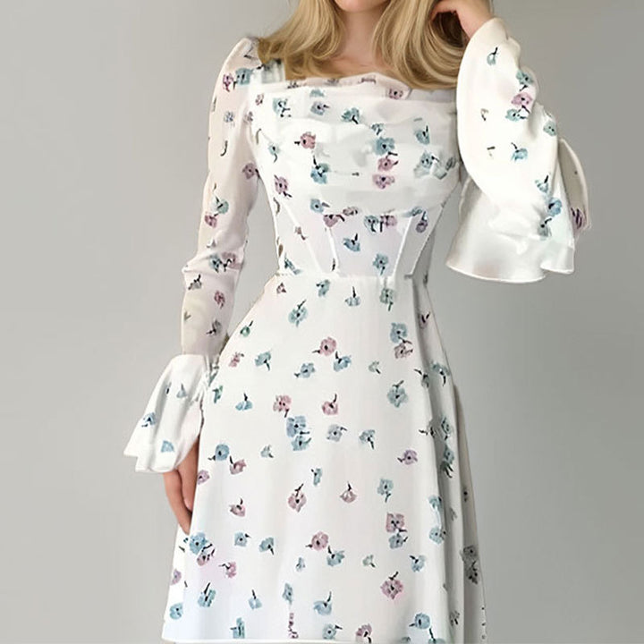 Damen Langärmliges Blumenmaxikleid Drune