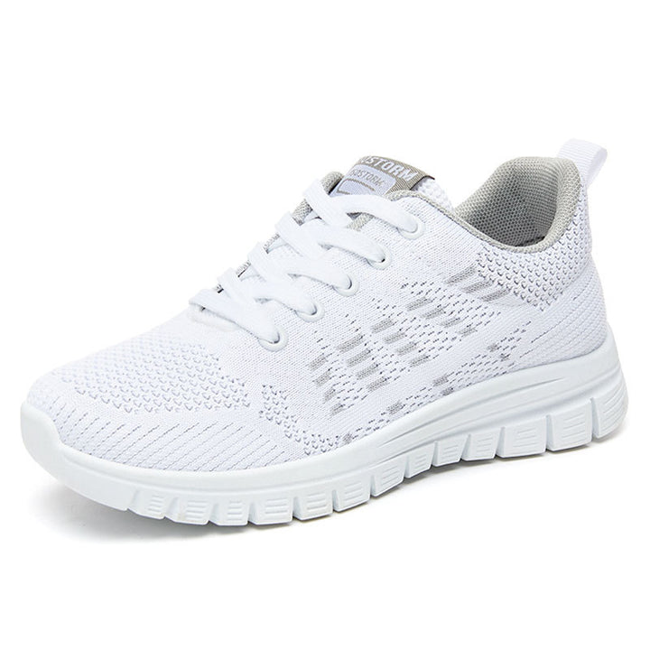 Damen nan flexible Strick-Fit-Sneaker mit elastischem Sockenschuh, dämpfender Waben-EVA-Zwischensohle und Zuglasche Drune