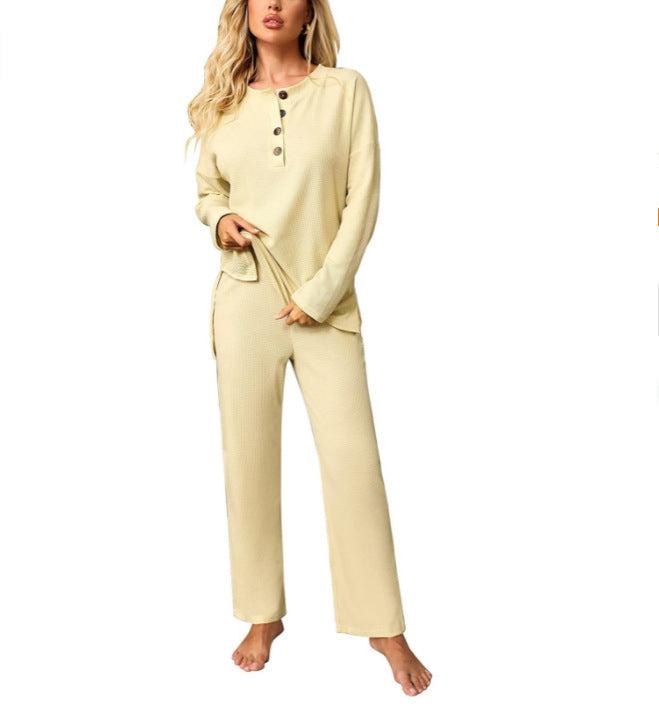 Damen lässiges Freizeitanzug-Set mit Knopfdetail und weitem Schnitt Drune