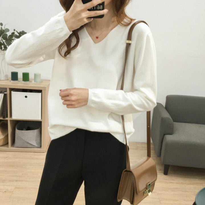 Damen V-Ausschnitt Pullover mit lässigem Schnitt und weichen Materialien Drune