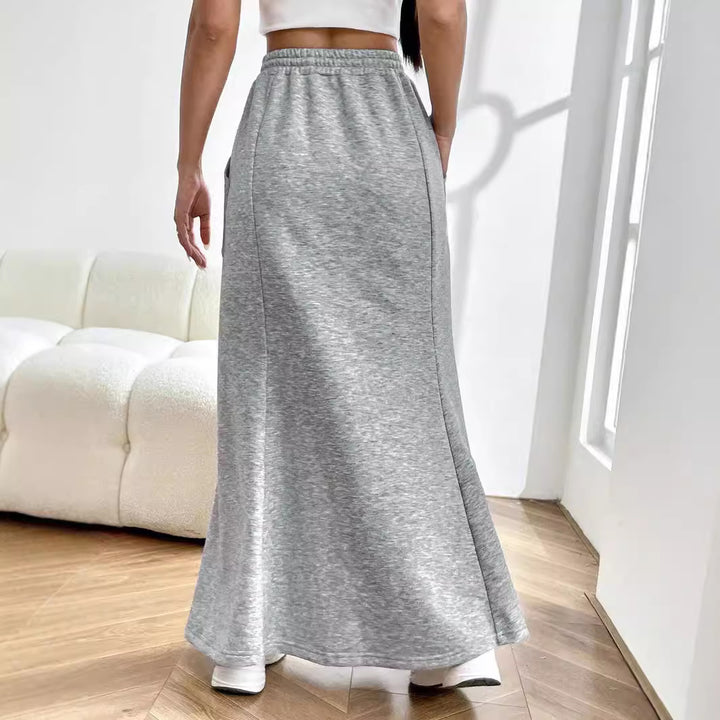 Damen Sweat Maxi-Rock mit elastischem Bund und praktischen Taschen Drune