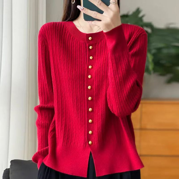 Damen Strickjacke mit goldenen Knöpfen Drune