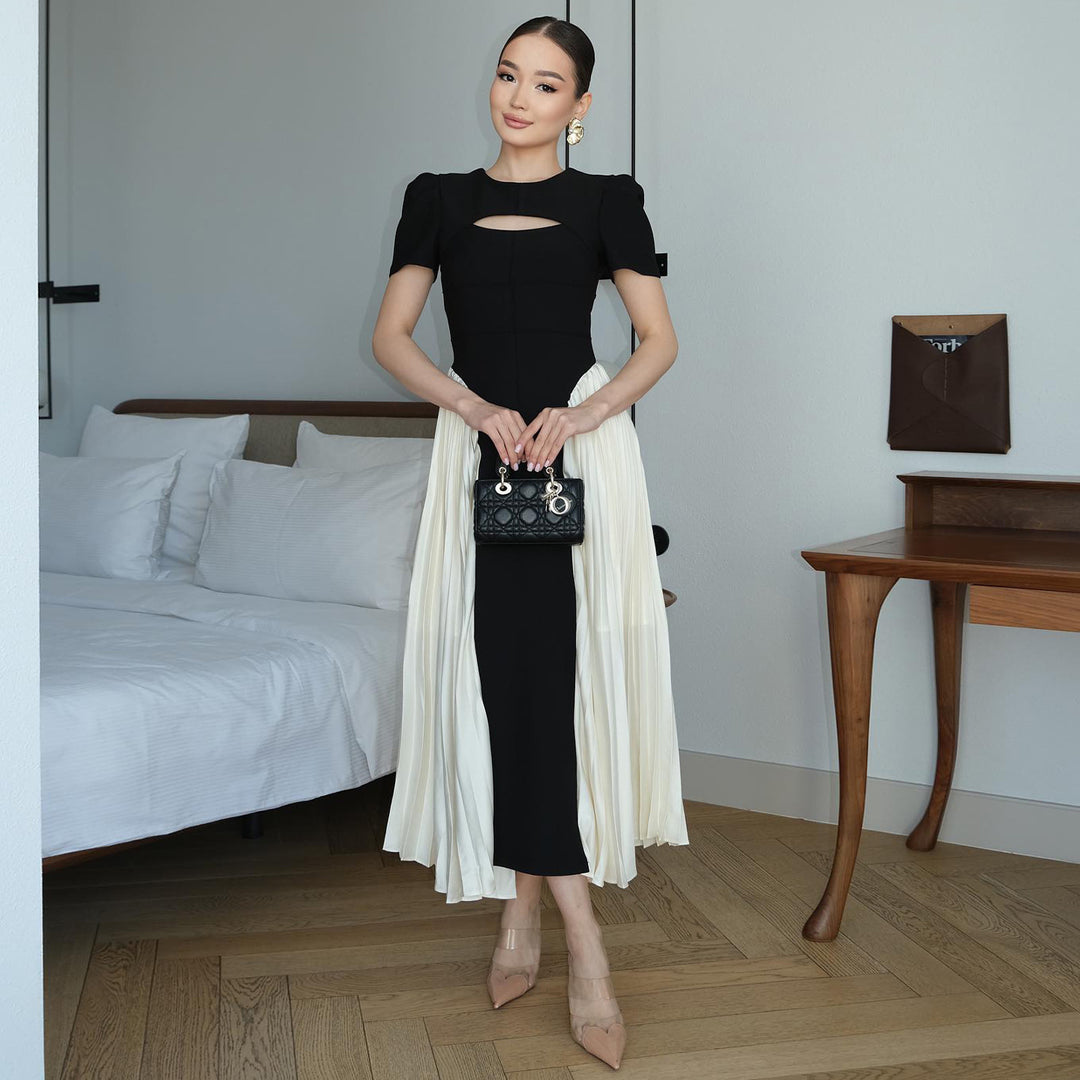 Damen Maxi-Kleid mit einzigartigem Cut-Out und drapiertem Rock Drune
