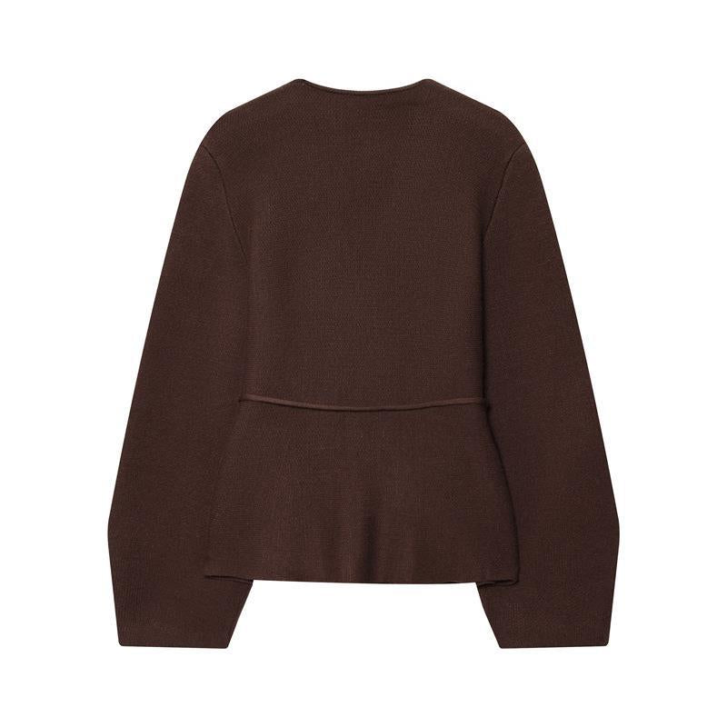 Damen Strickjacke mit raffiniertem V-Ausschnitt und taillierbarem Bindegürtel Drune