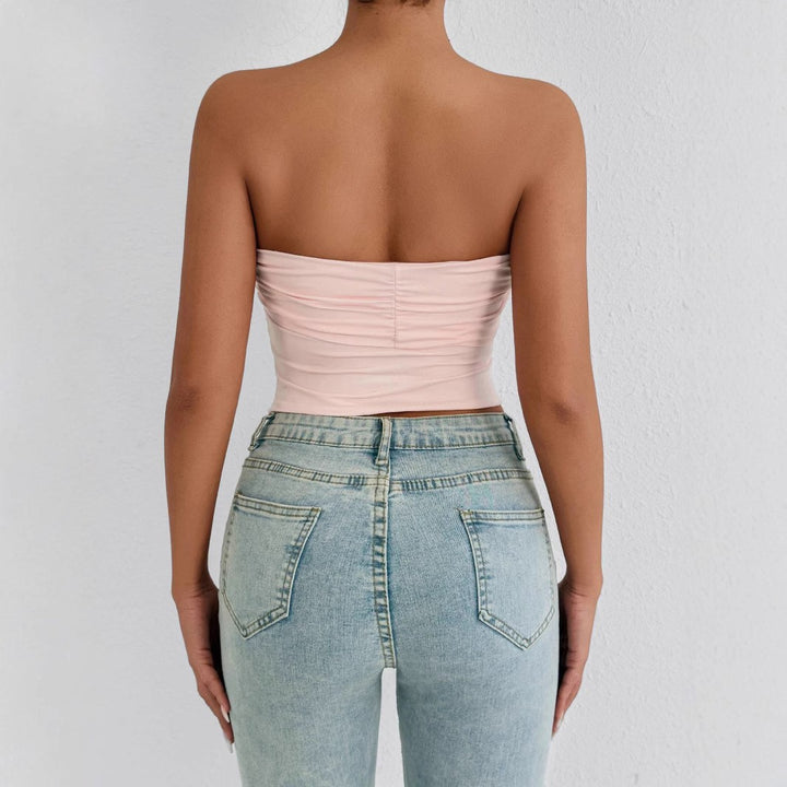 Damen Bandeau Crop-Top mit Knoten-Design Drune