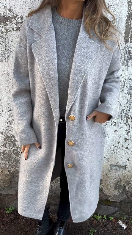 Damen Übergangsjacke mit weitem Schnitt und eleganten Knopfdetails Drune