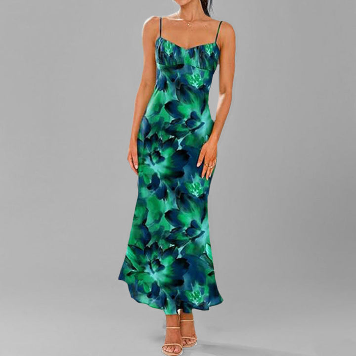 Damen Fließendes Maxikleid mit verspieltem Rüschensaum und floralem Print Drune