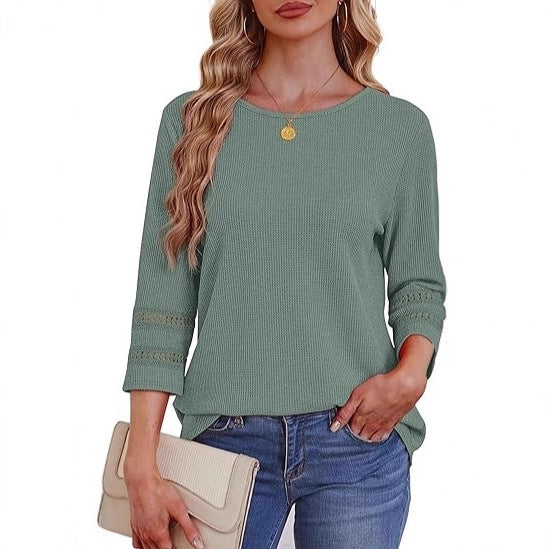 Damen lässiges Longsleeve-Oberteil mit Spitzen-Details Drune