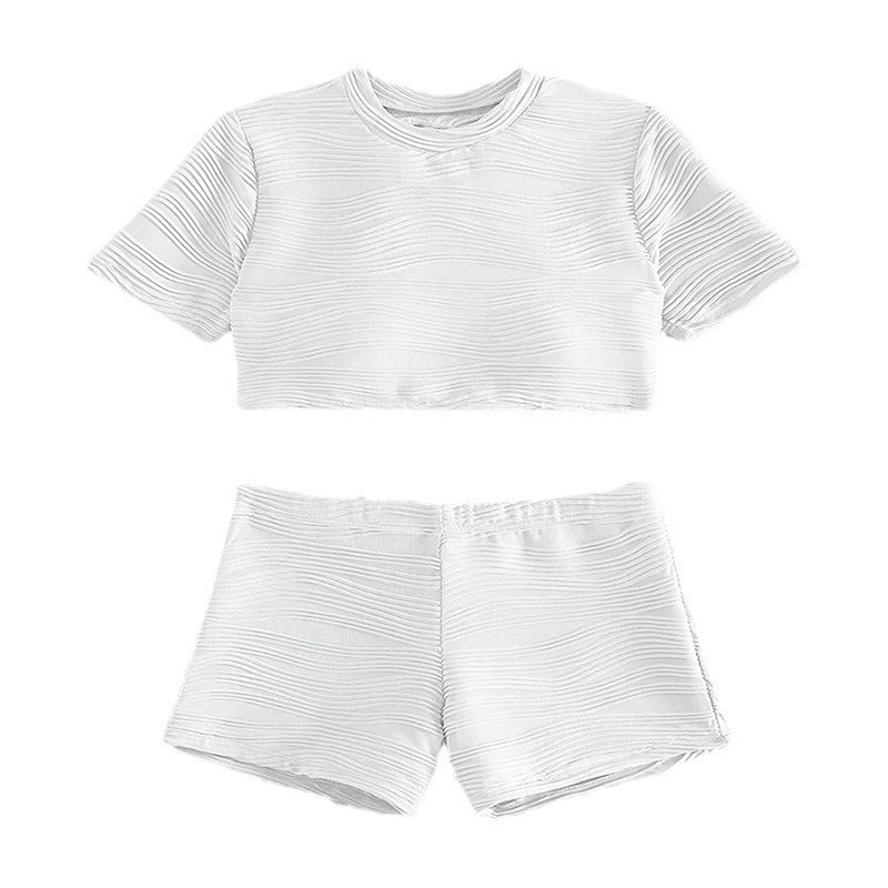 Damen Sportliches Crop-Top und kurze Shorts Set Drune