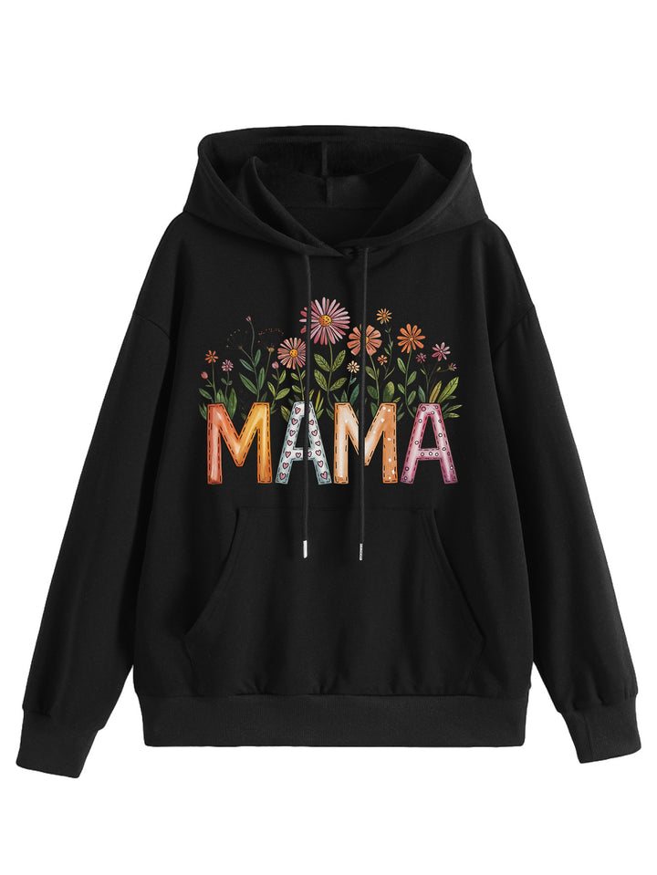 Damen Kapuzenpullover mit floralem Aufdruck und inspirierendem Schriftzug Drune