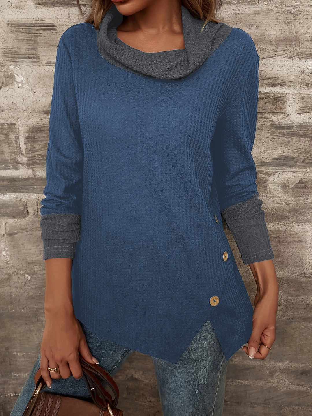 Damen Pullover mit modischem Kragen Drune