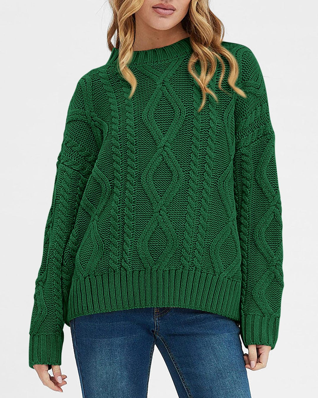 Damen Grob gestrickter Pullover mit Zopfdesign Drune