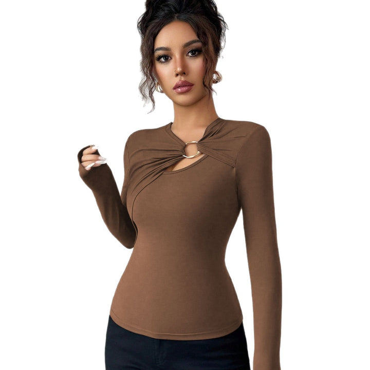 Damen Bodysuit mit dekorativem Bindungsdetail und modischem Rundhalsausschnitt Drune