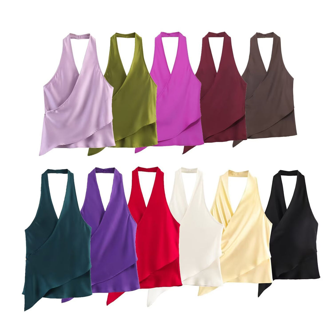 Damen Wickelbluse mit V-Ausschnitt Drune