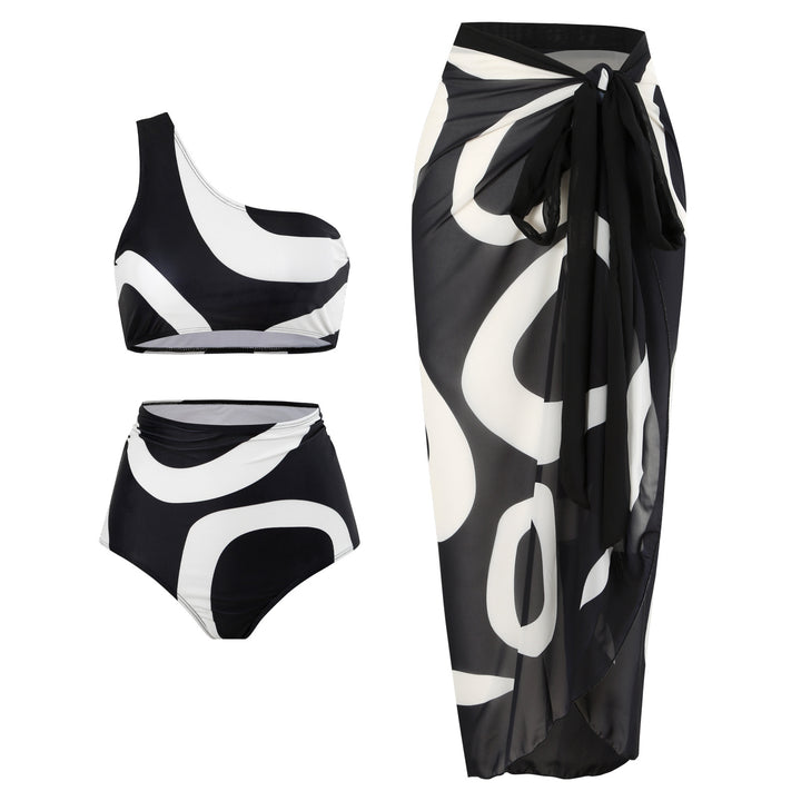 Damen Bikini-Set mit asymmetrischem Oberteil und elegantem Wickelrock Drune