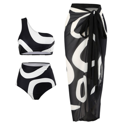 Damen Bikini-Set mit asymmetrischem Oberteil und elegantem Wickelrock Drune