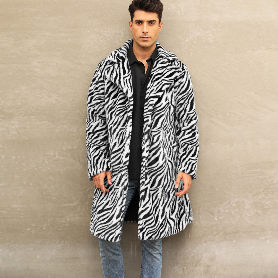 Herren Modischer und bequemer Zebra-Fellmantel Drune