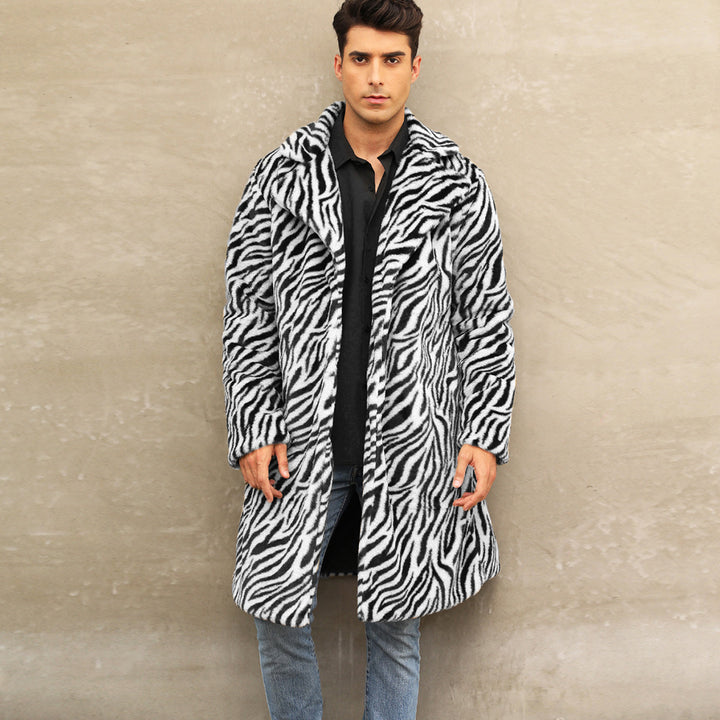 Herren Modischer und bequemer Zebra-Fellmantel Drune