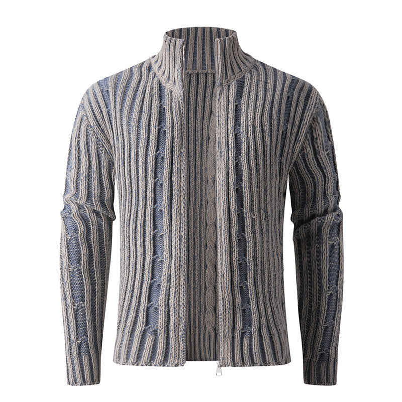 Herren modische Strickjacke mit hochabschließendem Reißverschluss und einzigartigem Muster Drune