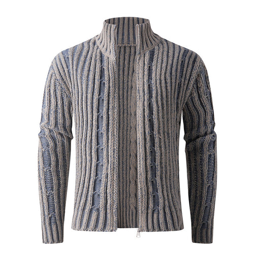 Herren modische Strickjacke mit hochabschließendem Reißverschluss und einzigartigem Muster Drune