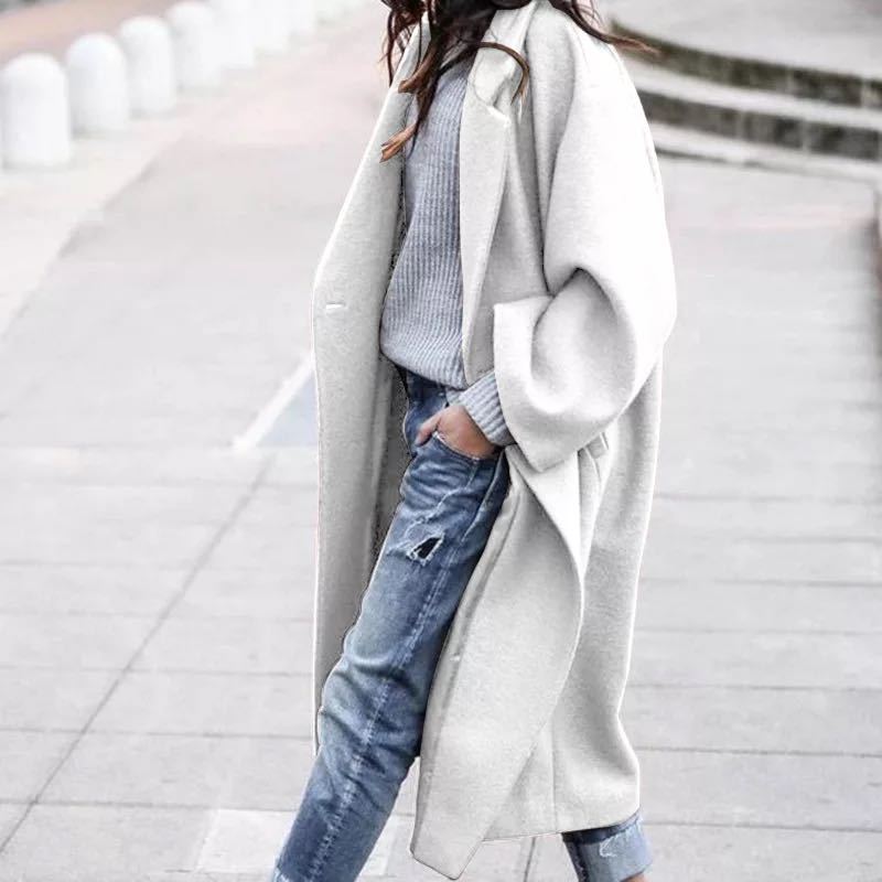 Damen Oversized Wollmantel mit klassischem Revers und modischem Schnitt Drune