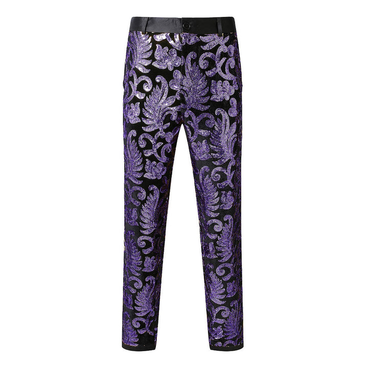Herren elegante Pailletten-Hosen mit floralem Muster Drune