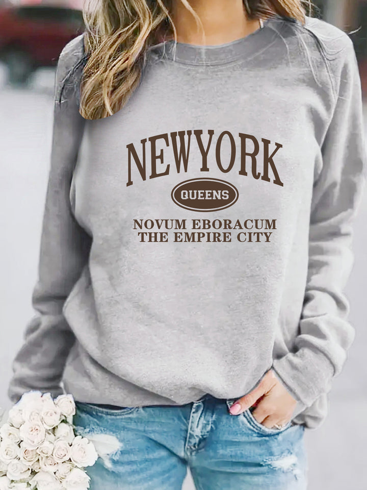 Damen Sweatshirt mit stylischem New Yorker Schriftzug Drune