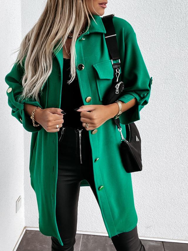 Damen Oversized Hemdjacke mit praktischen Taschen und modischem Schnitt Drune