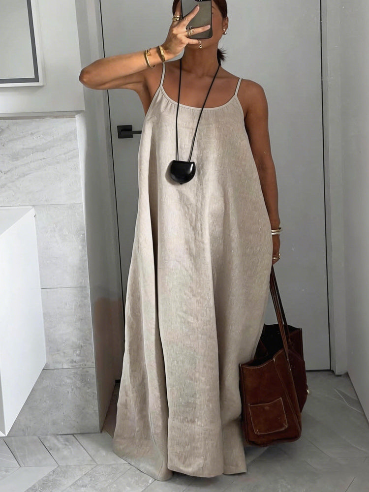 Damen luftiges Leinen-Maxikleid Drune