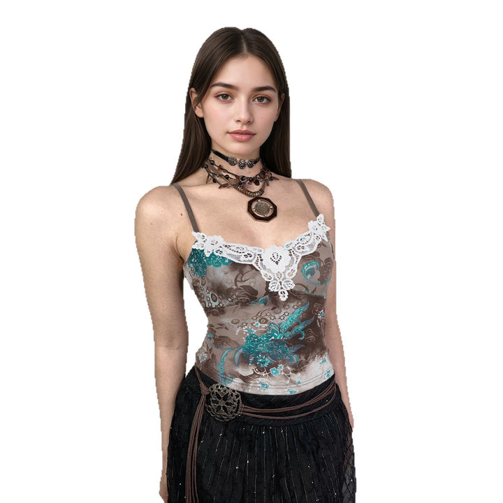 Damen Spitzentop mit floralem Muster und zartem Dekolleté Drune