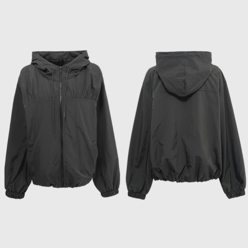 Damen athletische Übergangsjacke mit verstellbarem Kordelzug Drune