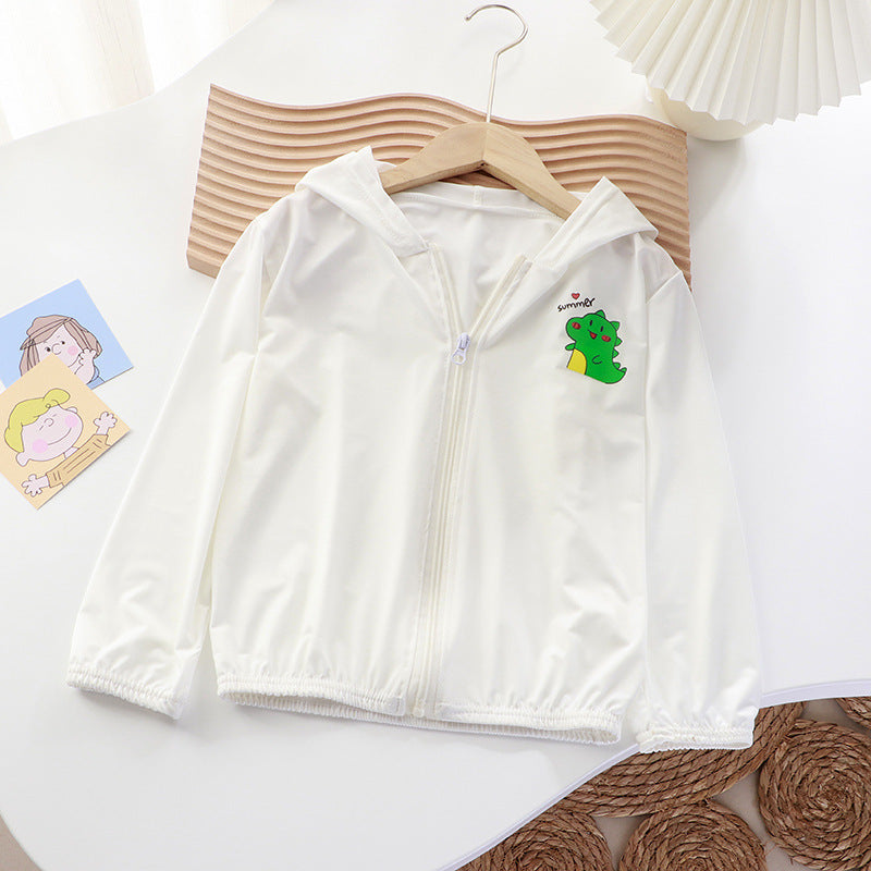 Unisex nan leichte Kinder-Softshelljacke mit Kapuze, Reißverschluss und niedlichem Dino-Print  Drune