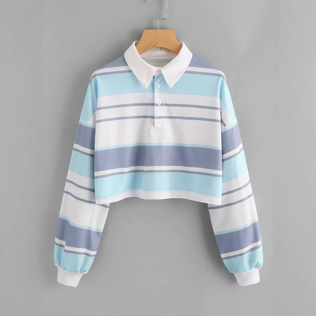 Damen Polo-Shirt im lässigen Crop-Design mit modischem Farbblockmuster Drune
