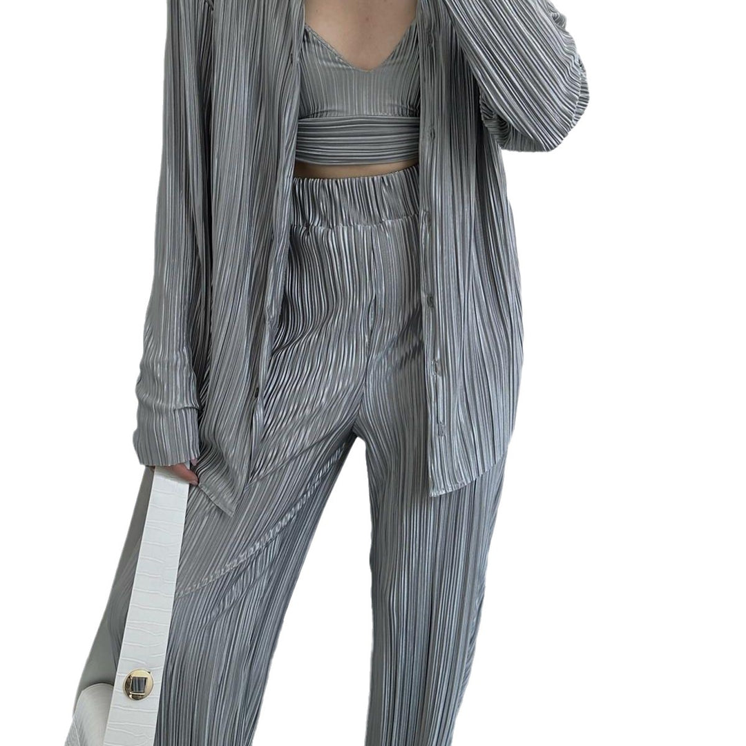 Damen elegantes Loungewear Set mit schicker Streifenoptik und weitem Schnitt Drune