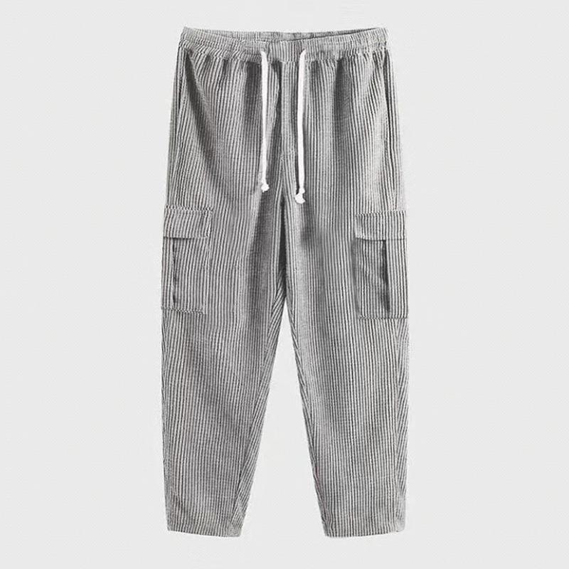 Herren nan Cord-Cargo-Jogginghose mit elastischem Komfortbund, Kordelzug und aufgesetzten Cargotaschen Drune