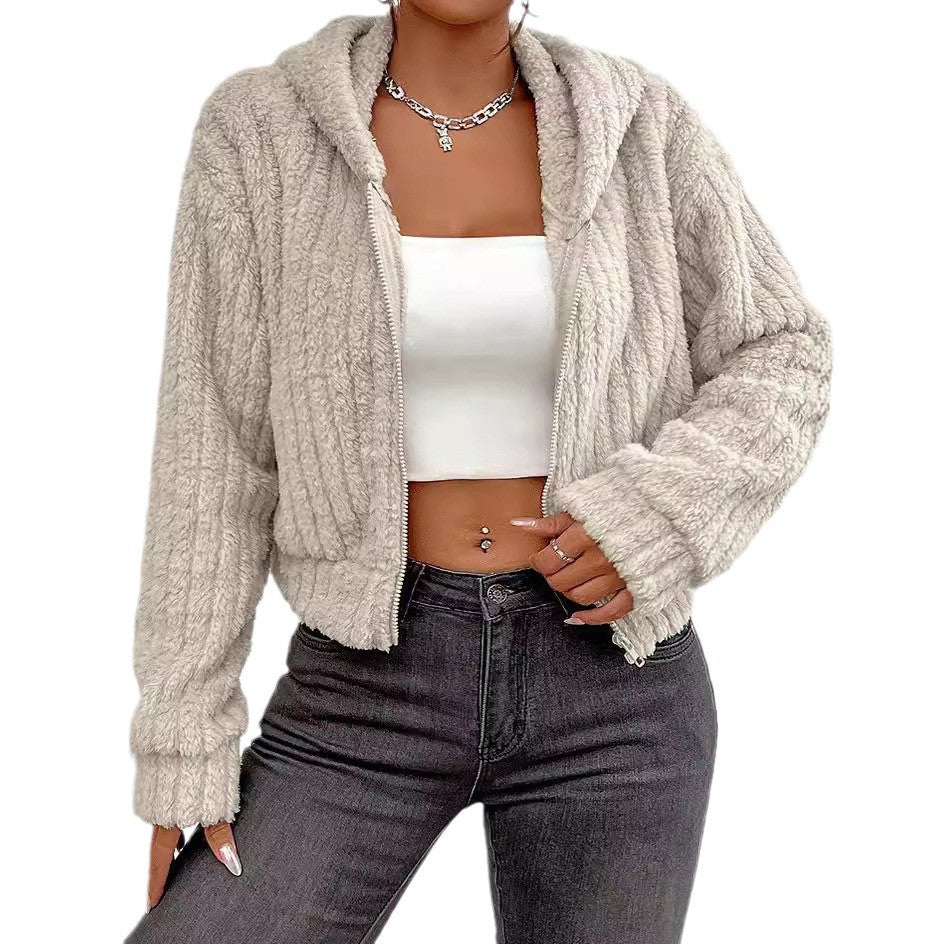 Damen Kuschelige Teddyjacke mit hohem Kragen und praktischen Taschen Drune