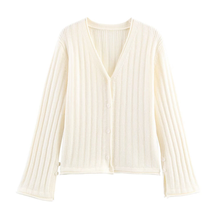 Damen Strickjacke mit Rippstruktur und eleganten Knopfdetails Drune