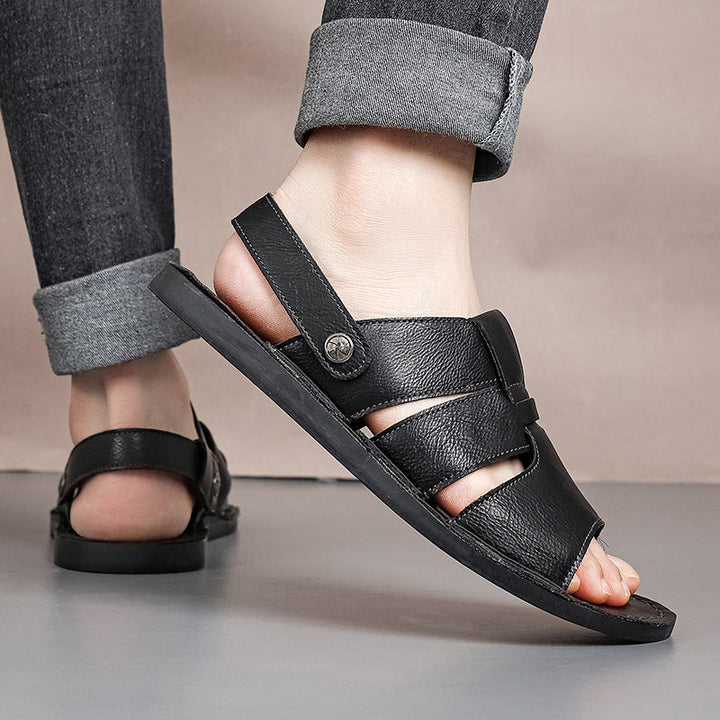 Herren Bequeme und elegante Leder-Sandalen mit verstellbarem Riemensystem Drune