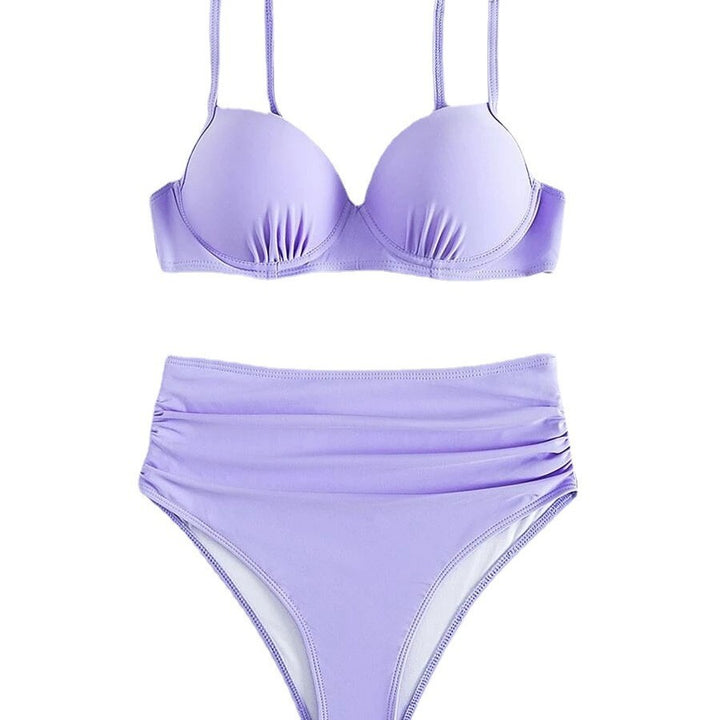 Damen Hochtaillierter Bikini mit gepolstertem Oberteil und verstellbaren Trägern Drune