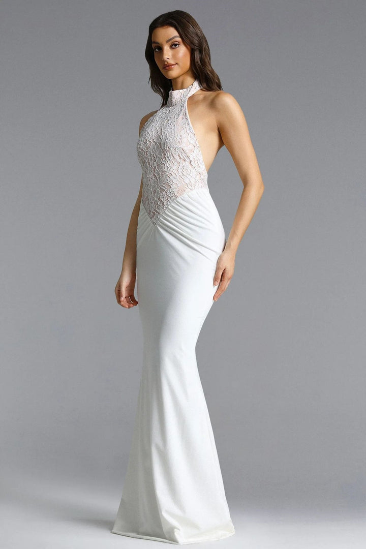 Damen Elegantes Bodenkonturen-Abendkleid mit Spitzenoberteil Drune