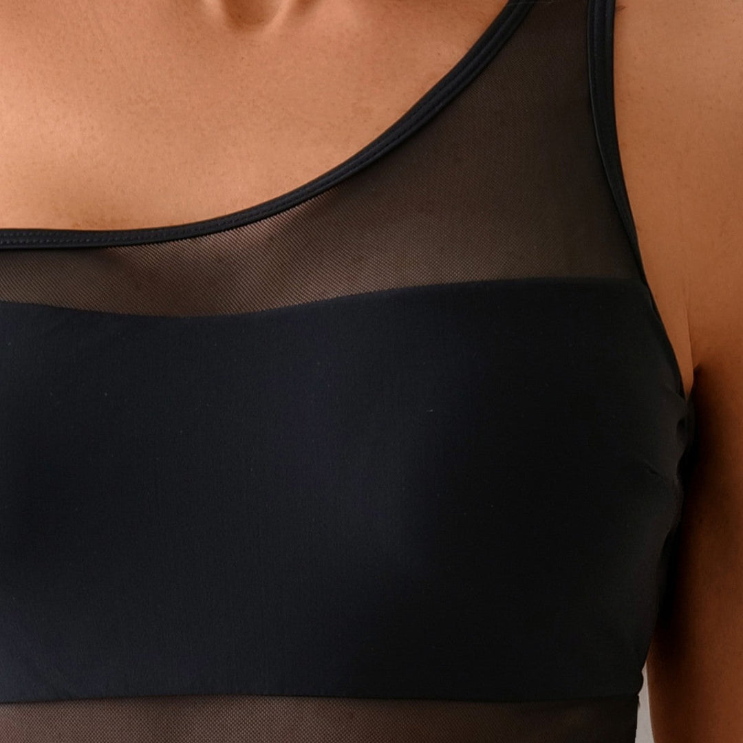 Damen Sportlicher Einteiler mit transparenten Einsätzen Drune